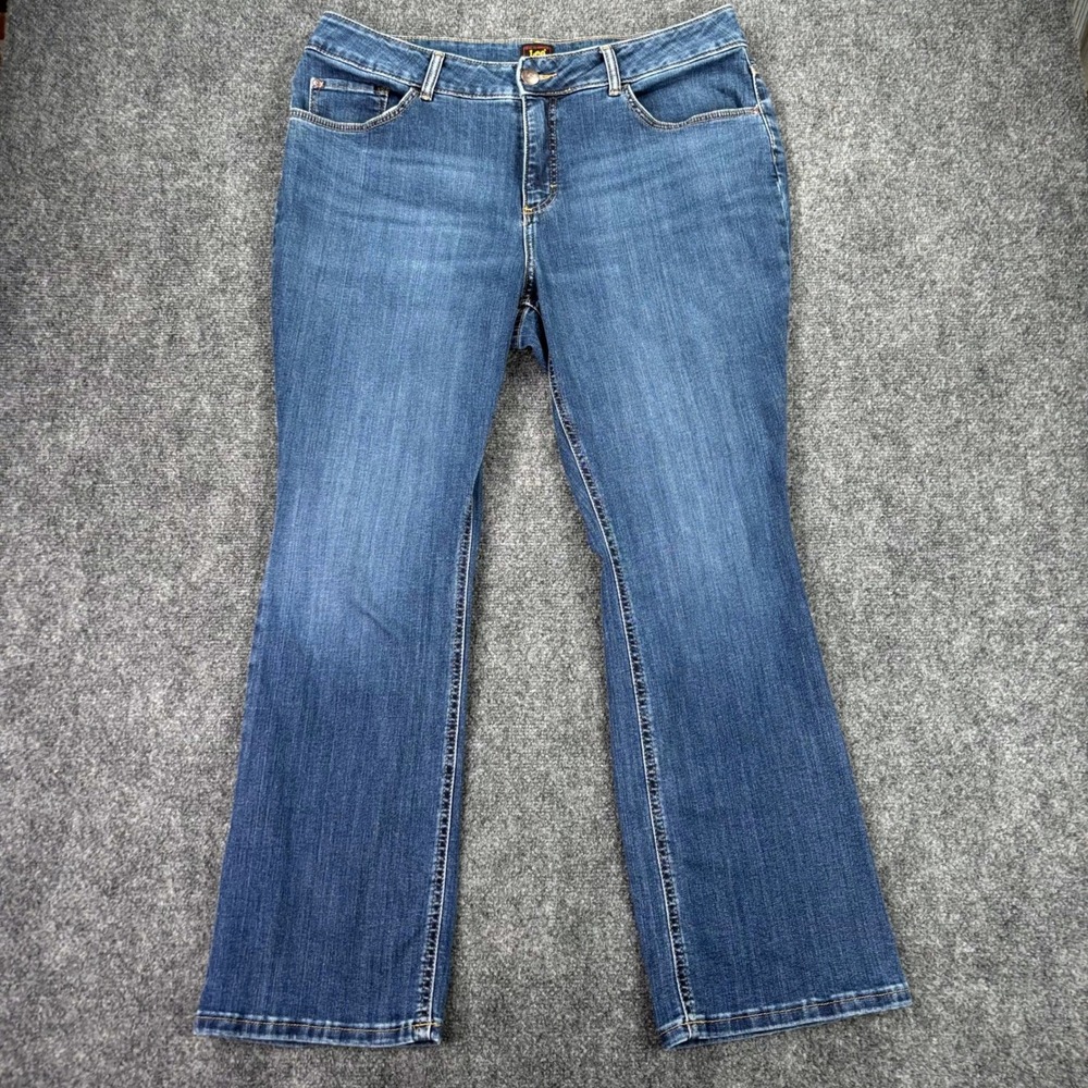 Lee Womens 18W Bootcut Jeans Medium Wash Blue Denim Mid Rise 112344470